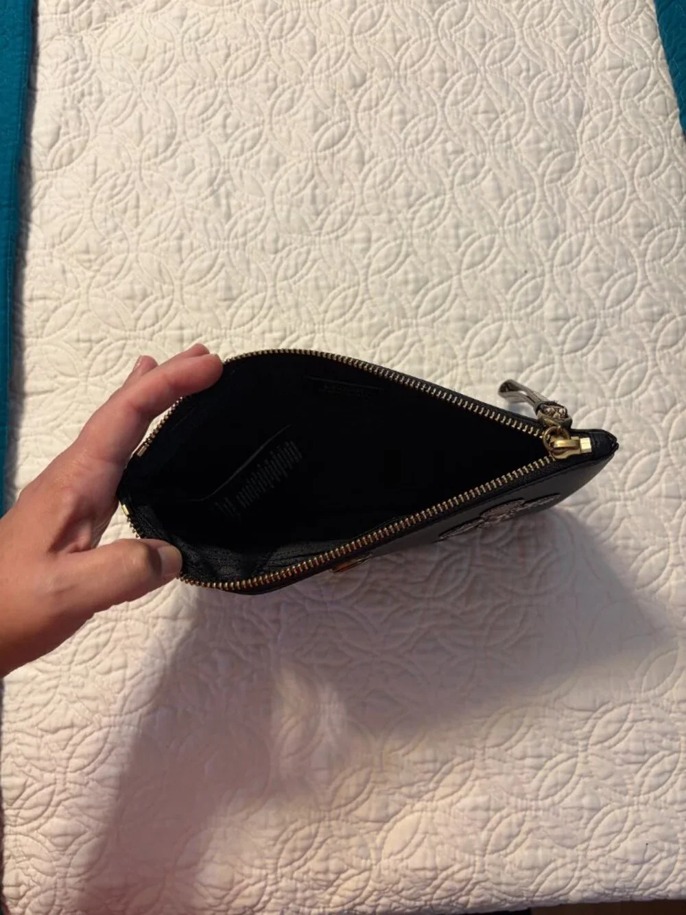 Ralph Lauren Leather and Faux Snake Skin Clutch with Floral Design